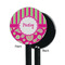 Pink & Green Paisley and Stripes Black Plastic 5.5" Stir Stick - Single Sided - Round - Front & Back