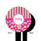 Pink & Green Paisley and Stripes Black Plastic 6" Food Pick - Round - Single Sided - Front & Back