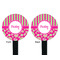 Pink & Green Paisley and Stripes Black Plastic 7" Stir Stick - Double Sided - Round - Front & Back