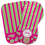 Pink & Green Paisley and Stripes Burp Cloth (Personalized)