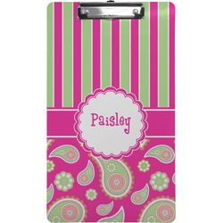 Pink & Green Paisley and Stripes Clipboard (Legal Size) (Personalized)