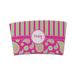 Pink & Green Paisley and Stripes Coffee Cup Sleeve (Personalized)