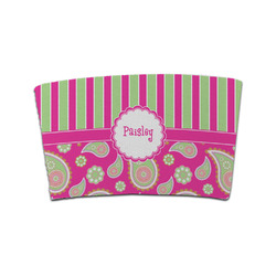 Pink & Green Paisley and Stripes Coffee Cup Sleeve (Personalized)