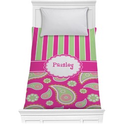 Pink & Green Paisley and Stripes Comforter - Twin XL (Personalized)