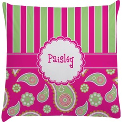 Pink & Green Paisley and Stripes Decorative Pillow Case (Personalized)