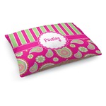 Pink & Green Paisley and Stripes Dog Bed - Medium w/ Name or Text