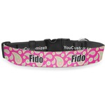 Pink & Green Paisley and Stripes Deluxe Dog Collar (Personalized)