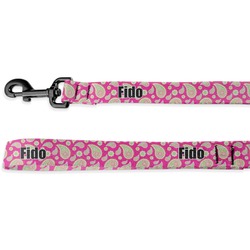 Pink & Green Paisley and Stripes Dog Leash - 6 ft (Personalized)