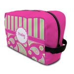 Pink & Green Paisley and Stripes Toiletry Bag / Dopp Kit (Personalized)