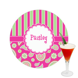 Pink & Green Paisley and Stripes Printed Drink Topper -  2.5" (Personalized)