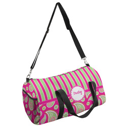 Pink & Green Paisley and Stripes Duffel Bag - Large (Personalized)