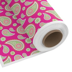 Pink & Green Paisley and Stripes Fabric by the Yard - Cotton Twill