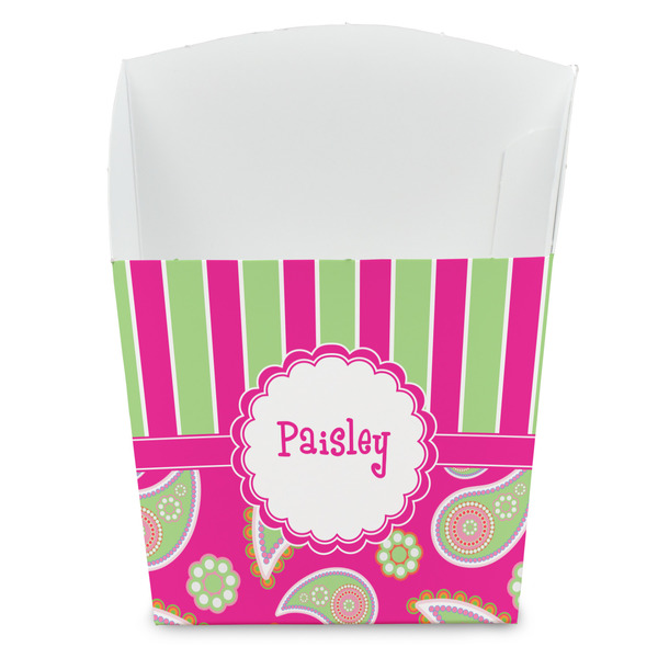 Custom Pink & Green Paisley and Stripes French Fry Favor Boxes (Personalized)