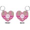 Pink & Green Paisley and Stripes Heart Keychain (Front + Back)