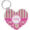 Pink & Green Paisley and Stripes Heart Keychain (Personalized)