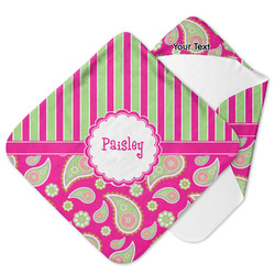 Pink & Green Paisley and Stripes Hooded Baby Towel (Personalized)