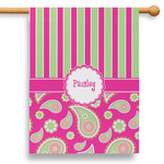 Pink & Green Paisley and Stripes 28" House Flag - Single Sided (Personalized)