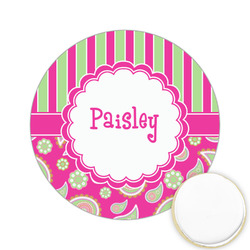 Pink & Green Paisley and Stripes Printed Cookie Topper - 2.15" (Personalized)