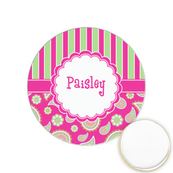 Pink & Green Paisley and Stripes Printed Cookie Topper - 1.25" (Personalized)