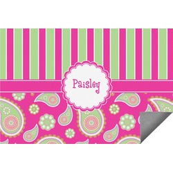 Pink & Green Paisley and Stripes Indoor / Outdoor Rug (Personalized)
