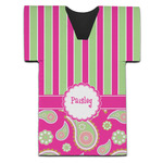 Pink & Green Paisley and Stripes Jersey Bottle Cooler (Personalized)