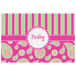 Pink & Green Paisley and Stripes Jigsaw Puzzle - 1000-piece (Personalized)