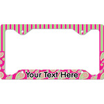 Pink & Green Paisley and Stripes License Plate Frame - Style C (Personalized)