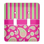 Pink & Green Paisley and Stripes Light Switch Cover (2 Toggle Plate)