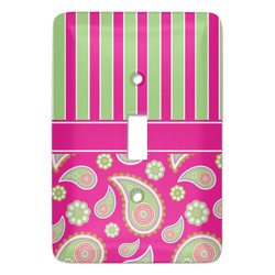 Pink & Green Paisley and Stripes Light Switch Cover (Single Toggle)