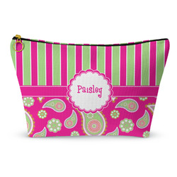Pink & Green Paisley and Stripes Makeup Bag - Small - 8.5"x4.5" (Personalized)