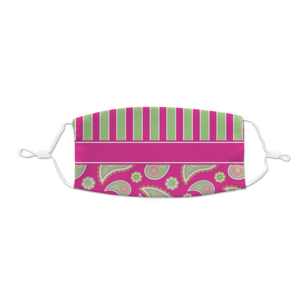 Custom Pink & Green Paisley and Stripes Kid's Cloth Face Mask - XSmall