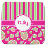 Pink & Green Paisley and Stripes Memory Foam Bath Mat - 48"x48" (Personalized)