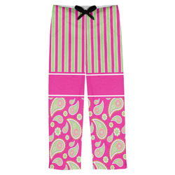 Pink & Green Paisley and Stripes Mens Pajama Pants - M