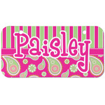 Pink & Green Paisley and Stripes Mini/Bicycle License Plate (2 Holes) (Personalized)