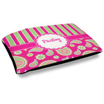 Pink & Green Paisley and Stripes Outdoor Dog Bed - Large (Personalized)