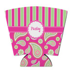 Pink & Green Paisley and Stripes Party Cup Sleeve - with Bottom (Personalized)