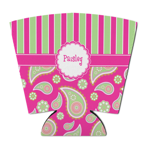 Custom Pink & Green Paisley and Stripes Party Cup Sleeve - with Bottom (Personalized)