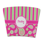 Pink & Green Paisley and Stripes Party Cup Sleeve - without bottom (Personalized)