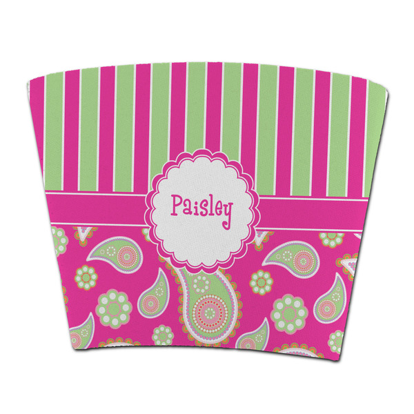 Custom Pink & Green Paisley and Stripes Party Cup Sleeve - without bottom (Personalized)