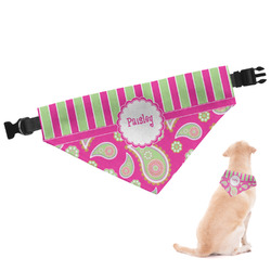 Pink & Green Paisley and Stripes Dog Bandana - XLarge (Personalized)
