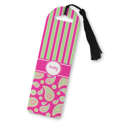 Pink & Green Paisley and Stripes Plastic Bookmark (Personalized)