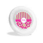 Pink & Green Paisley and Stripes Plastic Party Appetizer & Dessert Plates - 6" (Personalized)