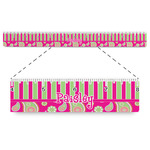 Pink & Green Paisley and Stripes Plastic Ruler - 12" (Personalized)