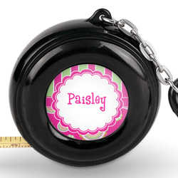 Pink & Green Paisley and Stripes Pocket Tape Measure - 6 Ft w/ Carabiner Clip (Personalized)