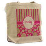 Pink & Green Paisley and Stripes Reusable Cotton Grocery Bag - Single (Personalized)