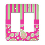 Pink & Green Paisley and Stripes Rocker Style Light Switch Cover - Two Switch