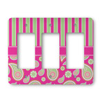 Pink & Green Paisley and Stripes Rocker Style Light Switch Cover - Three Switch