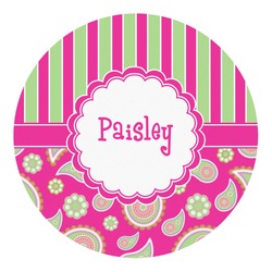 Pink & Green Paisley and Stripes Round Decal - Large (Personalized)