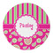 Pink & Green Paisley and Stripes Round Paper Coaster - Approval