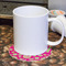 Pink & Green Paisley and Stripes Round Paper Coaster - With Mug